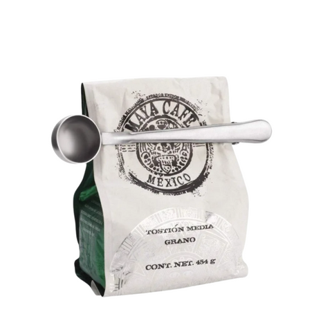 Cuchara Medidora Café con Clip 2 en 1 - Acero Inoxidable 304
