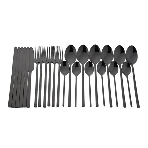 Utensilios de Cocina, Juego de Cubiertos Completo, Juego de Cubiertos, Cubiertos para Regalo, Cubiertos para a Mesa, Cubiertos Elegantes, Cubiertos de Calidad, Cubiertos de Acero Inoxidable, Cubierto 24 piezas, Kitchen&Co